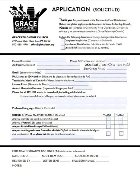 Grace Fellowship Church - Food Distribution Application